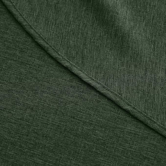 Decorelia Christmas Faux Linen Round Tablecloth, Decorative Fabric Waterproof Texture Farmhouse Table Cloth Cover for Dining Kitchen Party Indoor Outdoor Use (60 Inch, Round (2-4 Seats), Dark Green)