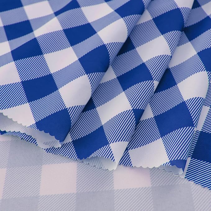 Waterproof Plaid Tablecloth Fabric - Round 120 Inch Classic Gingham Checker Table Cloth for Indoor/Outdoor Use - Buffalo Table Cover for Picnics, BBQs, and Parties