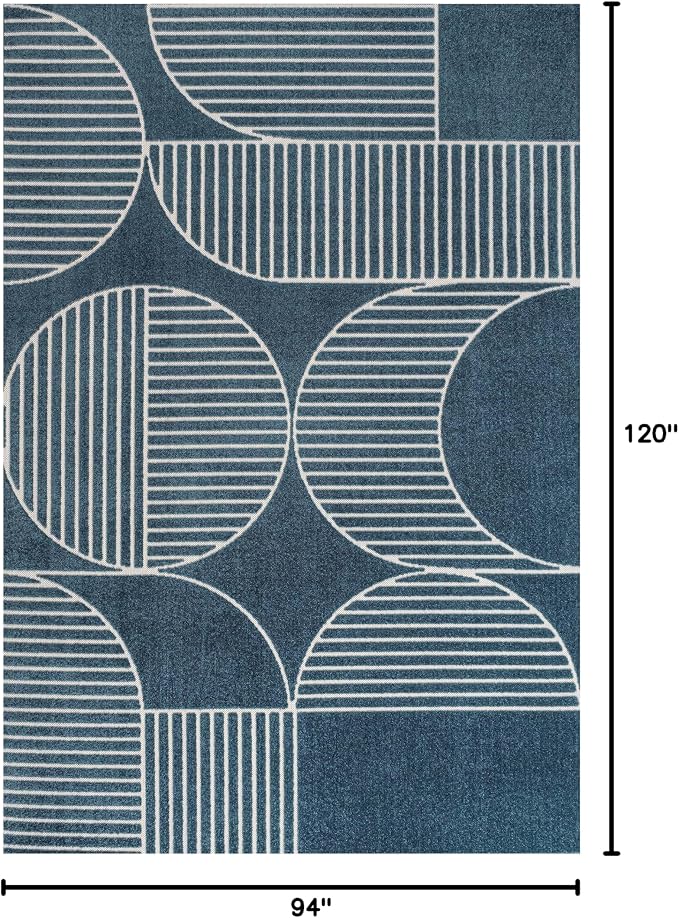JONATHAN Y Nordby High-Low Arch Striped Navy/Cream Indoor/Outdoor Area Rug, 8x10, Contemporary, Bohemian, Transitional for Bedroom,Kitchen,Living Room,Non Shedding,Easy-Washing (SCN104A-8)