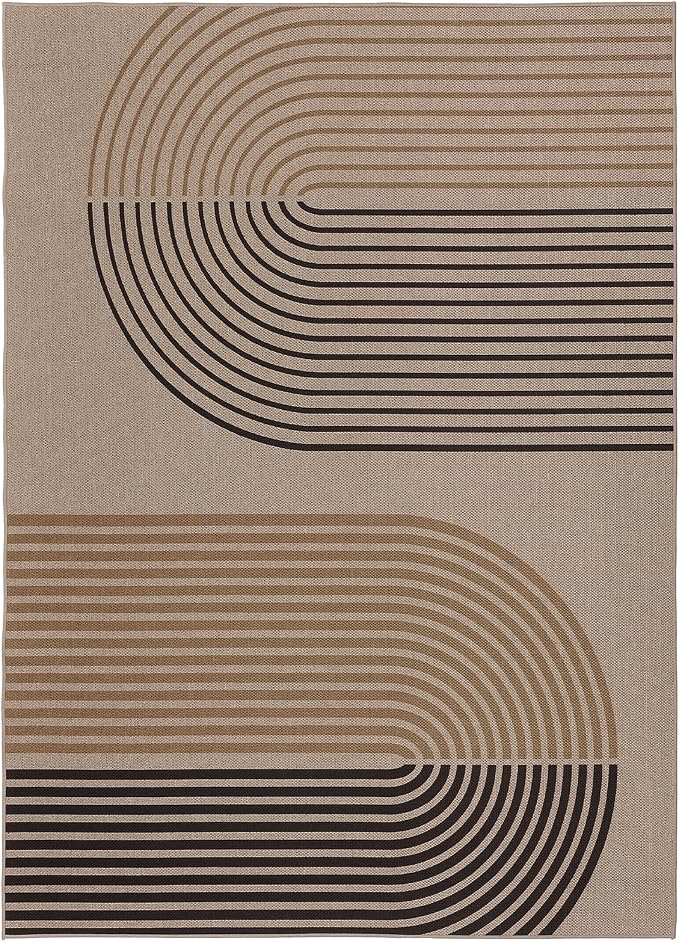 GarveeHome Modern Rainbow Easy Jute 3x5 Patio Rug, Indoor/Outdoor Patio & Entryway Mat, Washable Non-Slip Carpet for Mudroom, Farmhouse Decor, Front Door