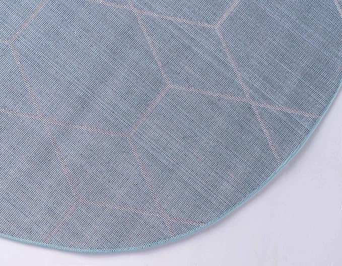 Unique Loom Trellis Frieze Collection Area Rug - Geometric (8' Round, Light Blue/ Ivory)