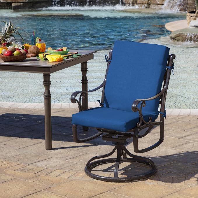 Arden 4-Pack Outdoor Patio Dining Chair Cushion, 20 x 44, Rain-Proof Seat Pad, Fade-Resistant Outdoor Cushion Cobalt Blue Texture