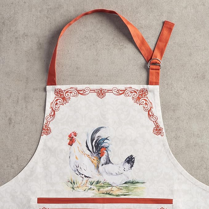 Maison d' Hermine Aprons for women with Pocket 100% Cotton (27.50"x31.50") | Adjustable Neck Strap & long ties Apron Men Chef Wedding Cooking Gardening Server Maid