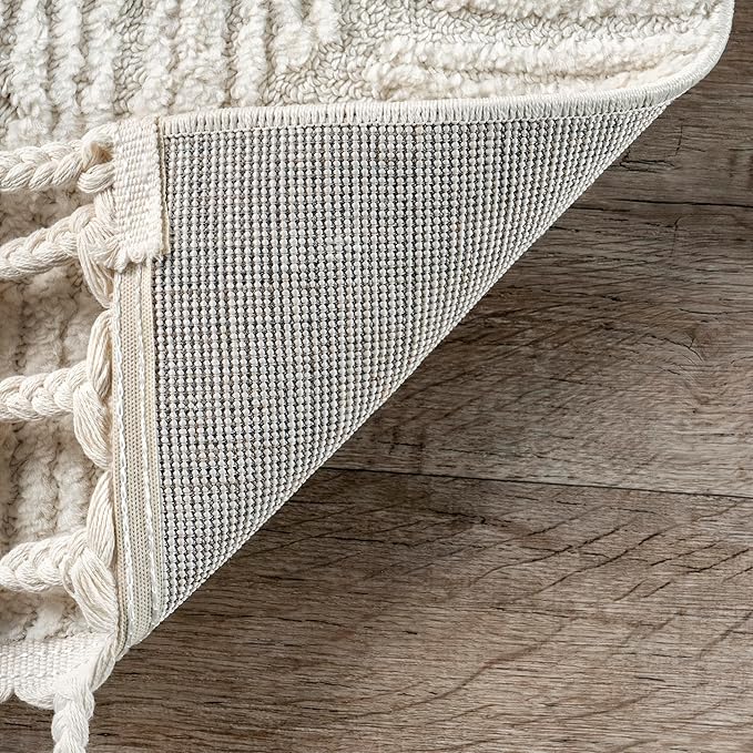 nuLOOM Kerry Cream Geometric Power Loomed Area Rug, 6' Square | Nuloom Kerry Geometric 6' Square Area Rug for Living Room Bedroom Dining Room, Cream