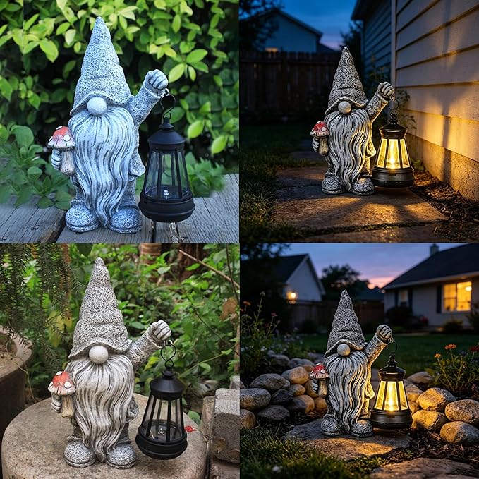 Garden Outdoor Statue,Solar Gnome Decorations Lanterns for Yard Garden, Patio Gnome Gifts for Mom (Eclectic)