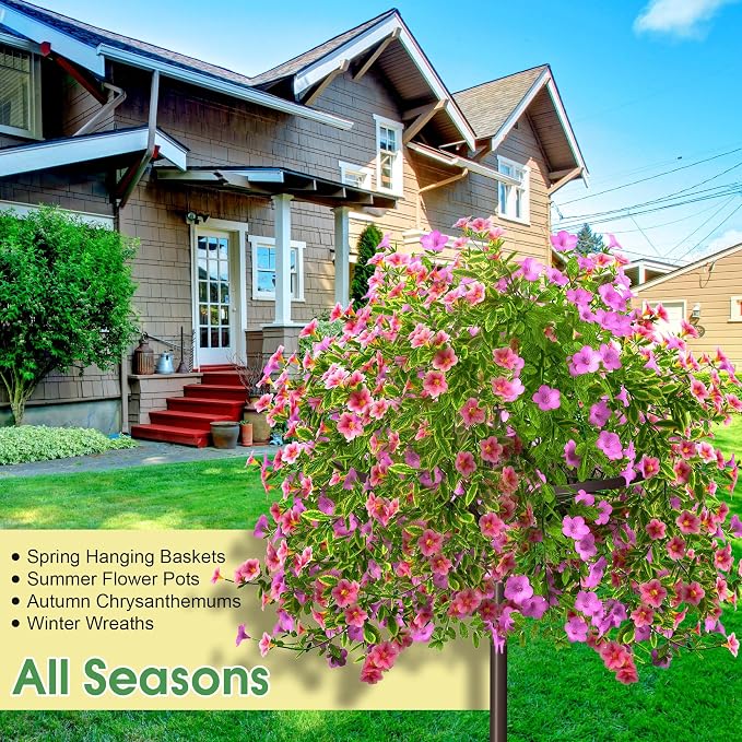 Tellingyou 4 Pack Adjustable Outdoor Flower Pot Stand, Metal Outdoor Plant Stands, Spring Summer Versatile Plant Stand Garden Stake for Display Plants, Elegant Solution for Landscaping Decor (Brown)