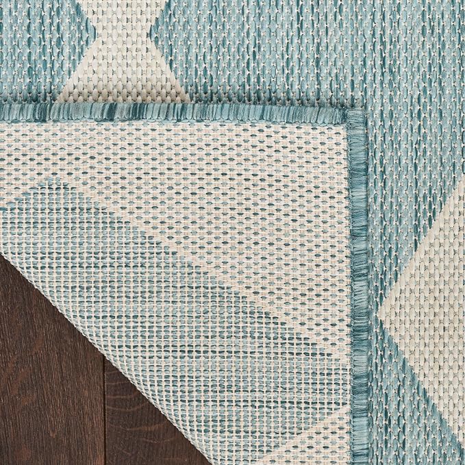 Nourison Home Positano Aqua 9' x 12' Area Rug - Easy Clean, Non Shedding, Bed Room, Living Room, Dining Room, Kitchen (9' x 12')
