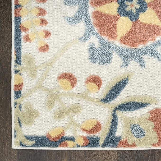 Nourison Home Aloha Grey Multicolor 7'10" x 10'6" Area Rug - Easy Clean, Non Shedding, Bed Room, Living Room, Dining Room, Kitchen (8' x 11')