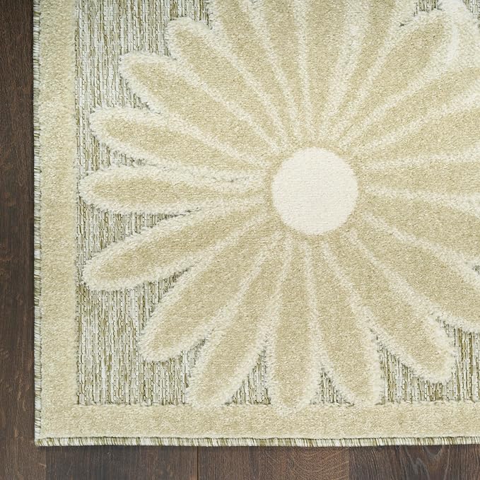 Nourison Home Aloha Ivory Sage 5'3" x 7'5" Area Rug - Easy Clean, Non Shedding, Bed Room, Living Room, Dining Room, Kitchen (5' x 8')