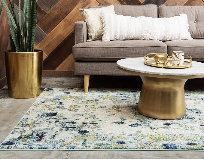 Unique Loom Chromatic Collection Area Rug - Champagne (5' 1" x 8' Rectangle, Light Blue/ Blue)