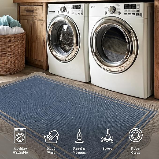Easy Jute Kitchen Runner 2x6 Kitchen Runner Rug Washable Non Slip Outdoor Rug for Entryway Farmhouse Neutral Low Pile Scalloped Carpet for Hallyway Proch Doorway