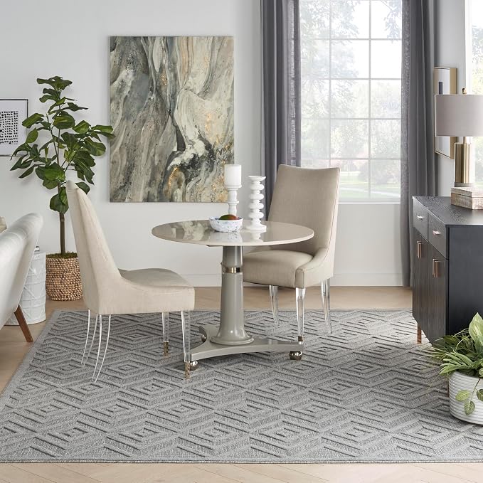 Nourison Home Versatile Silver Grey 7' x 10' Area Rug - Easy Clean, Non Shedding, Bed Room, Living Room, Dining Room, Kitchen (7' x 10')