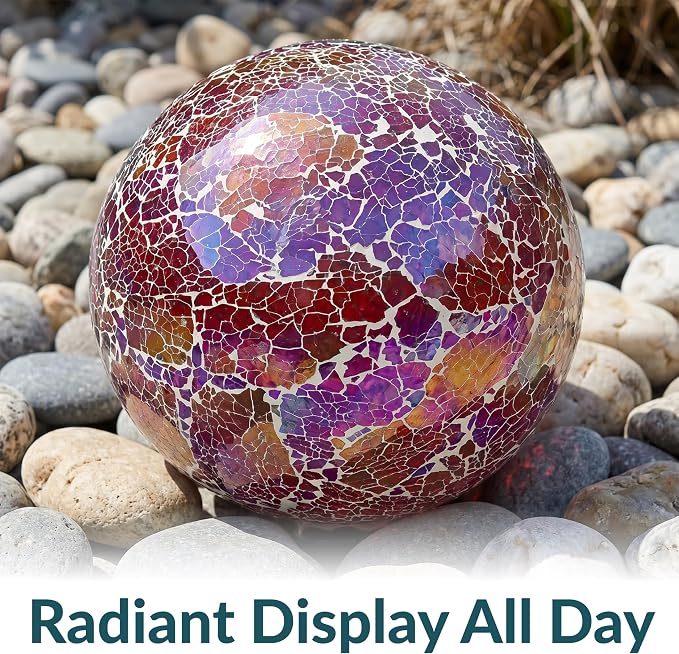 Sunnydaze 10" Mosaic Glass Gazing Ball for Garden, Globe for Outdoor Decor | Pearl Pink, 2 pk, Decorative Sphere Fits Most Stands, Garden Ball for Outside, Flower Bed, Backyard, or Indoor Display