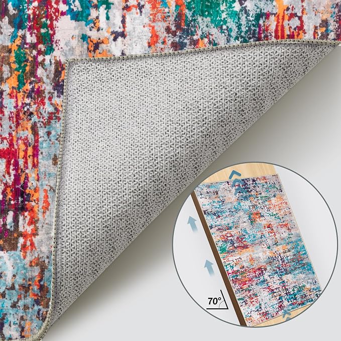 Tangsoo Abstract 2x3 Washable Rugs for Entryway, Small Area Rug Non Slip | Modern Low Pile Soft Throw Rugs, Contemporary Indoor Front Door Mat Rug for Entrance Entry Foyer Kitchen Home Decor