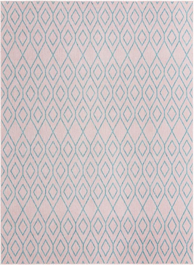 Jill Zarin Outdoor Collection Area Rug - Turks and Caicos (9' x 12' Rectangle Pink and Aqua/Light Blue)