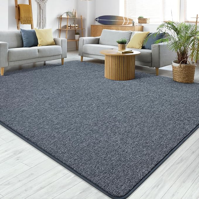 Chicrug Modern 7x10 Memory Foam Area Rugs for Bedroom Living Room | Low-pile Carpet Rug for Kids Playroom, Floor Rug for Bedside Dorm Dining Room Home, Blue and White