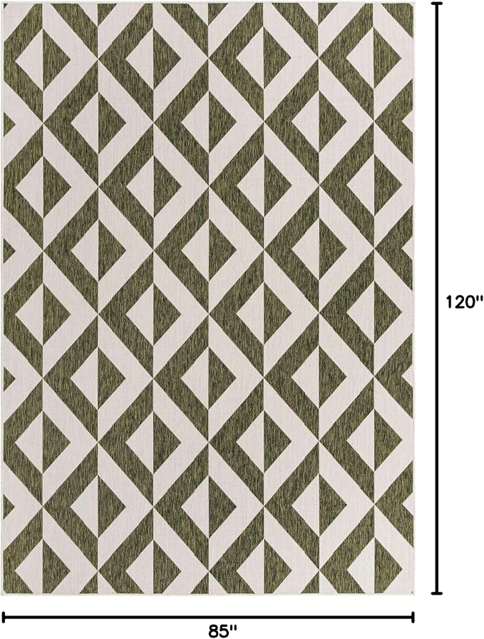 Unique Loom Jill Zarin Outdoor Collection Area Rug - Napa (7' 1'' x 10' Rectangle, Green/ Ivory)