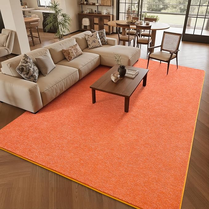 Chicrug Modern 5x8 Memory Foam Area Rugs for Bedroom Living Room | Low-pile Carpet Rug for Kids Playroom, Floor Rug for Bedside Dorm Dining Room Home Decor, Orange and White