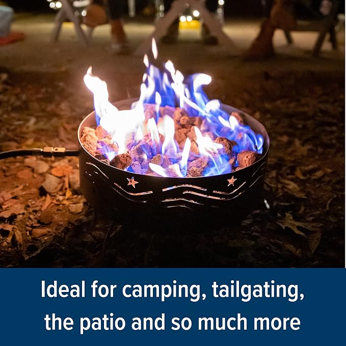 Camco Portable Propane Campfire | Features 8-Foot Hose and Adjustable Regulator | Great for Campsites with Fire Restrictions | (58047)