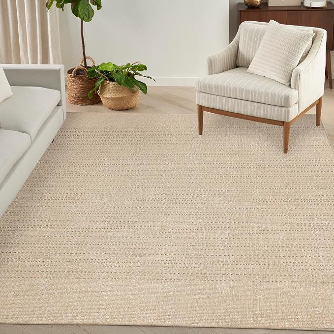 Nourison Home Tulum Cream 8' x 10' Area Rug - Easy Clean, Non Shedding, Bed Room, Living Room, Dining Room, Kitchen (8' x 10')