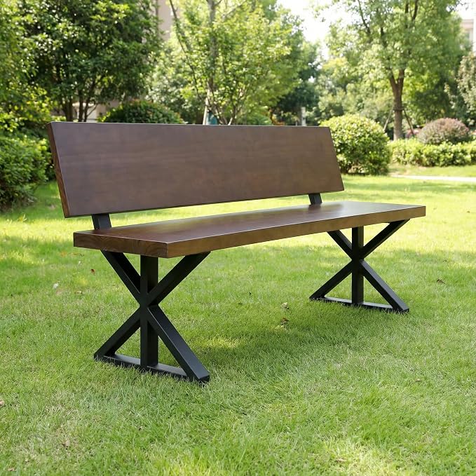 Industrial Bench Legs with Backrest Brackets for DIY Projects | Custom Mudroom Benches, Deck Seating or Outdoor Furniture. Works for Reclaimed Wood & Planks. Perfect for Patios & Home Decor