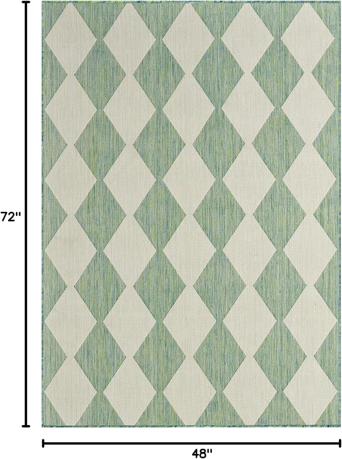 Nourison Home Positano Blue Green 4' x 6' Area Rug - Easy Clean, Non Shedding, Bed Room, Living Room, Dining Room, Kitchen (4' x 6')