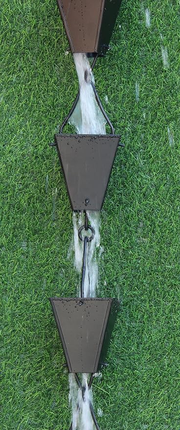 KAM Home Bronze Tapered Square Cups Rain Chain with Installation Kit (Black, 12)