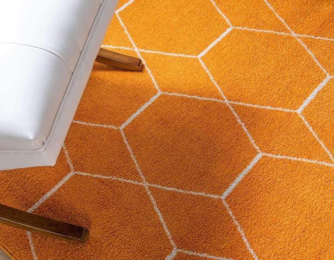 Unique Loom Trellis Frieze Collection Area Rug - Geometric (2' x 3' 1", Orange/ Ivory)