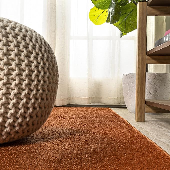 JONATHAN Y Haze Solid Low-Pile Orange Runner Rug 2x10, Coastal,Bohemian,Minimalist,Classic, Easy-Cleaning for Living Room,Bedroom,Kitchen,Pet Friendly,Non-Shedding (SEU100M-210)