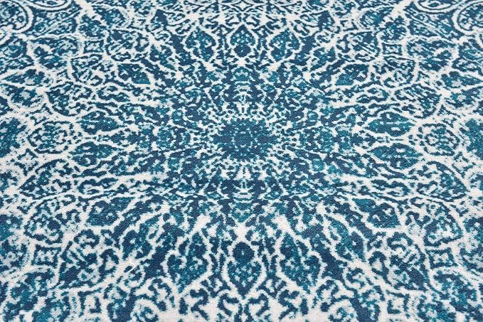 Unique Loom Sofia Collection Area Rug - Grace (6' 1" Square, Turquoise/ Ivory)