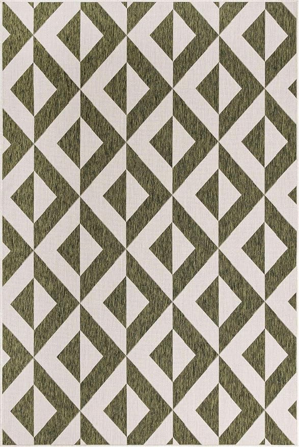 Unique Loom Jill Zarin Outdoor Collection Area Rug - Napa (6' 1" x 9' Rectangle, Green/ Ivory)