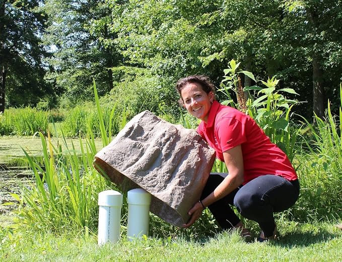 Emsco Group 2181 Large – Lightweight Landscape Rock-Resin, Sandstone | Large Size, Sandstone,Decorative Landscape Rock Cover, Covers Well Pumps, Sprinkler Valves & Yard Utilities