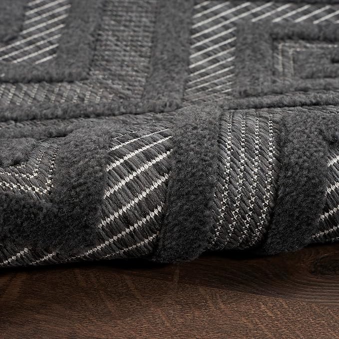 Nourison Home Versatile Charcoal Black 4' x 6' Area Rug - Easy Clean, Non Shedding, Bed Room, Living Room, Dining Room, Kitchen (4' x 6')