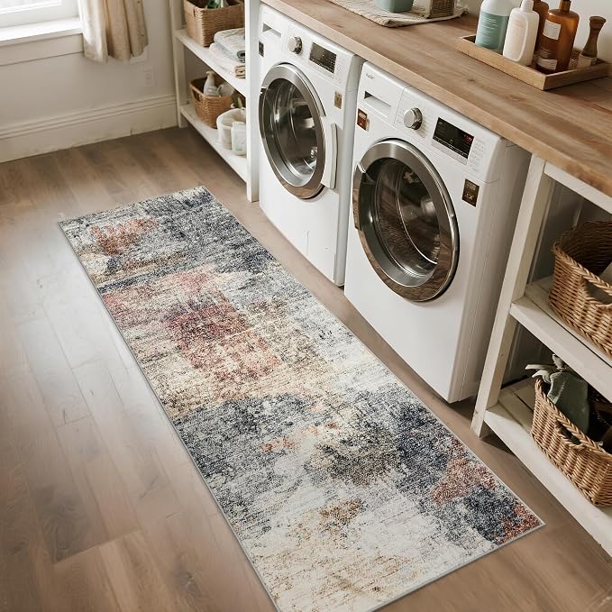 Black Runner Rugs for Hallway: Abstract Washable Runner Rug 2x6 for Entryway Kitchen Bedroom Bathroom - Modern Cozy Home Decor Long Carpet Mat Stain-Resistant