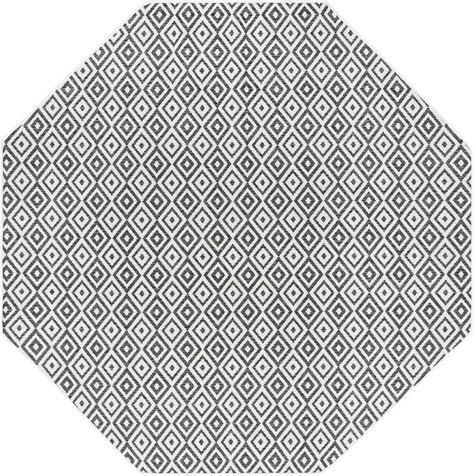 Unique Loom Outdoor Collection Area Rug - Costa Rica (7' 10" Octagon, Charcoal Gray/ Ivory)