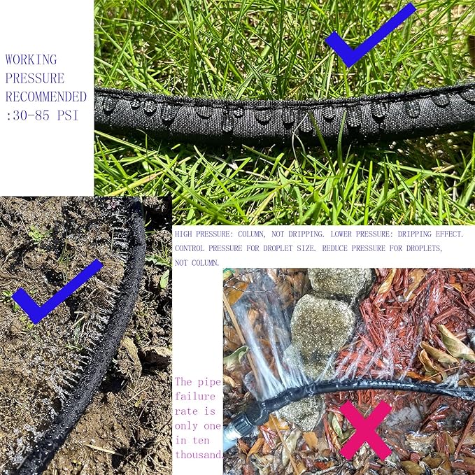 Secbulk 2026 Flat Soaker Hose 75 ft with Stakes for Garden, 75ft Linkable Drip Hose Diy Garden Irrigation System Saving 80% Water, Dual-layer Leak-free Design Water Hose with Holes