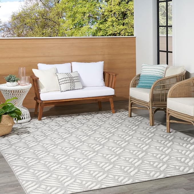 Nourison Home Aloha Grey 7' x 10' Area Rug - Easy Clean, Non Shedding, Bed Room, Living Room, Dining Room, Kitchen (7' x 10')