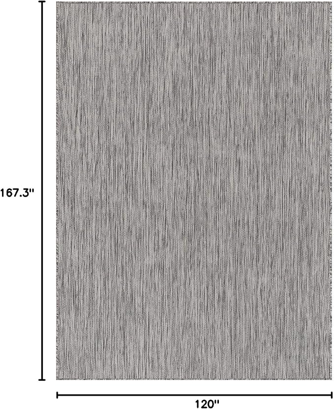 Beverly Rug Indoor Outdoor Rug 10x14, Washable Outside Carpet for Patio, Deck, Porch, Solid Modern Area Rug, Water Resistant, Silver Gray