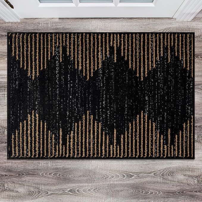 Rugshop Bohemian Stripe Stain Resistant High Traffic Area Rug Camel 2' x 3' | Rectangular, Size 2' x 3', Living Room, Bedroom, Dining Room, Home Office, Kitchen, Entryway, Hallway, Nursery, Kids Room