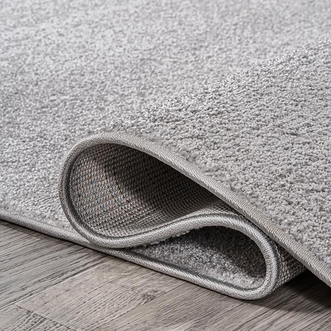 JONATHAN Y Haze Solid Low-Pile Light Gray 5x5 Square Indoor Area Rug, Coastal,Bohemian,Minimalist,Classic, Easy-Cleaning for Living Room,Bedroom,Kitchen,Pet Friendly,Non-Shedding (SEU100K-5SQ)