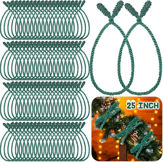 Zhengmy 100 Pcs 25 Inch Extra Long Christmas Garland Ties Christmas Decorative Twist Ties for Banister Reusable Flexible Twist for Holiday Xmas Home Decorations Craft Wrapping (Green)
