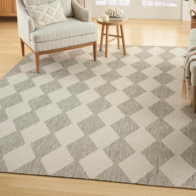 Nourison Home Positano Light Grey 9' x 12' Area Rug - Easy Clean, Non Shedding, Bed Room, Living Room, Dining Room, Kitchen (9' x 12')