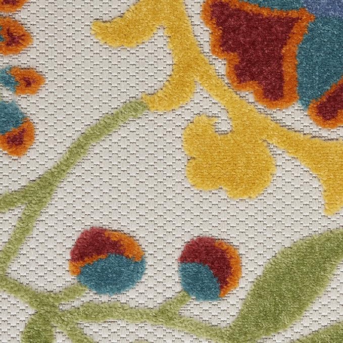 Nourison Home Aloha Ivory Multicolor 2' x 6' Area Rug - Easy Clean, Non Shedding, Bed Room, Living Room, Dining Room, Kitchen (6' Runner)