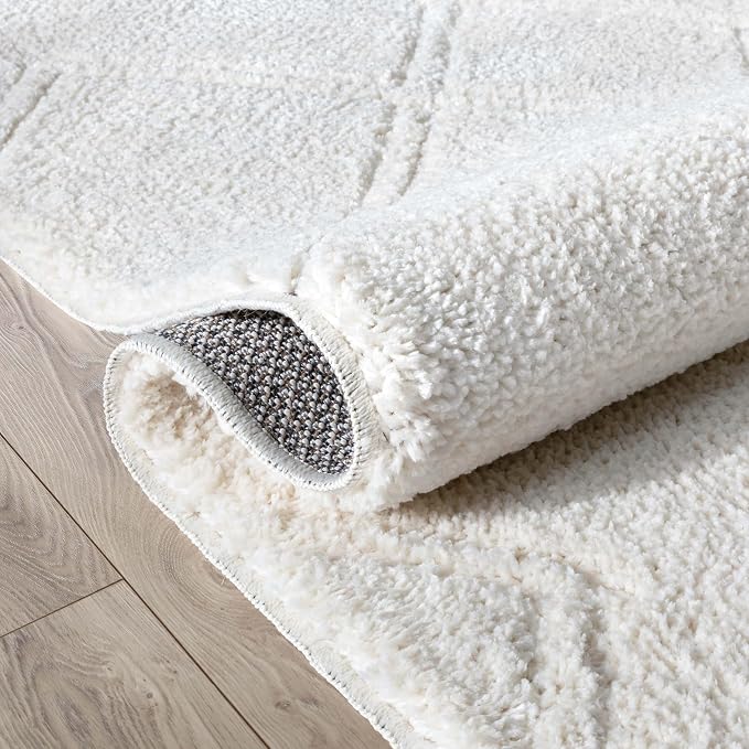 Well Woven Allie Ivory Cream Angles Geometric Runner Rug 3x10 (2'7" x 9'10" Runner) - Soft High-Low Style for Hallway & Entryway