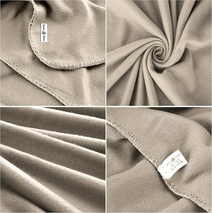 Fleece Throw Blanket Bulk Fleece Blankets Solid Lightweight Warm Soft Cozy Pet-Friendly for Home Bed Sofa Couch Dorm Office Wedding Gifts Travel Airplane for Seasons (Beige, Pack of 6-50x60 Inches)