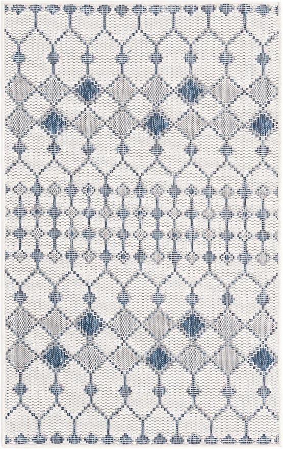 Unique Loom Outdoor Trellis Collection Area Rug - Traliccio (3' x 5' 3" Rectangle, Ivory/ Navy Blue)