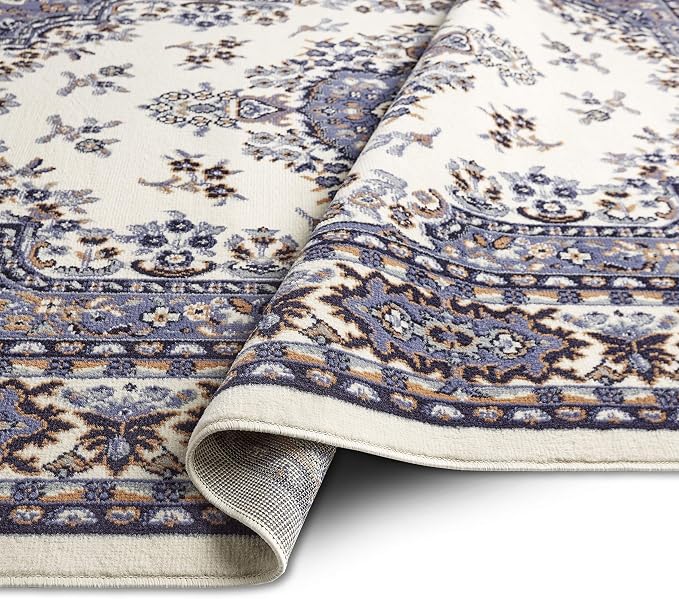 Home Dynamix Premium Sakarya Traditional Medallion Runner Area Rug, Ivory/Blue, 1'9"x7'2"