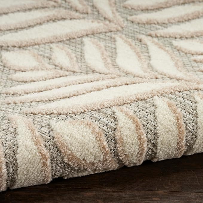 Nourison Home Aloha Ivory Grey 7' x 10' Area Rug - Easy Clean, Non Shedding, Bed Room, Living Room, Dining Room, Kitchen (7' x 10')