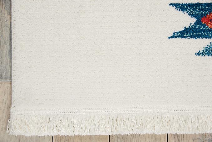Nourison Home Tribal Decor White 5'3" x 7'6" Area Rug - Easy Clean, Non Shedding, Bed Room, Living Room, Dining Room, Kitchen (5' x 8')