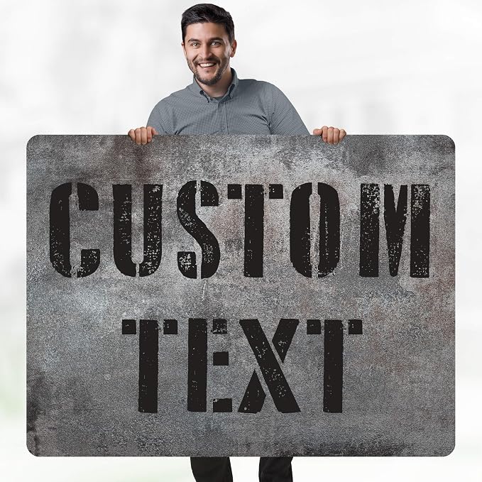 Custom Sign, Custom Street Sign, 11 Font Colors, 13 Font Styles, 4 Hole Options, 22 Sizes, 36x48 Inches, Rust Free DiBound, Fade Resistant, Made in USA by My Sign Center (Grunge Metal)